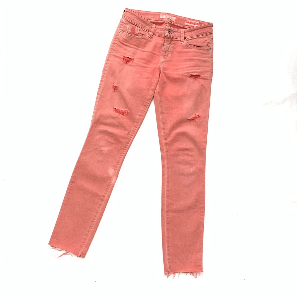 Guess Brittney Ankle Skinny Distressed Pink Jeans